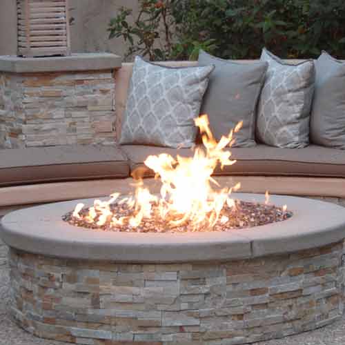 Outdoor fire feature built by Outdoor Hardscapes